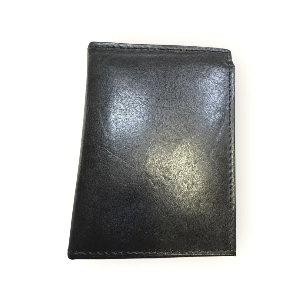 Marshal Genuine Leather Black Bifold Wallet Travel Money Credit Card Holder